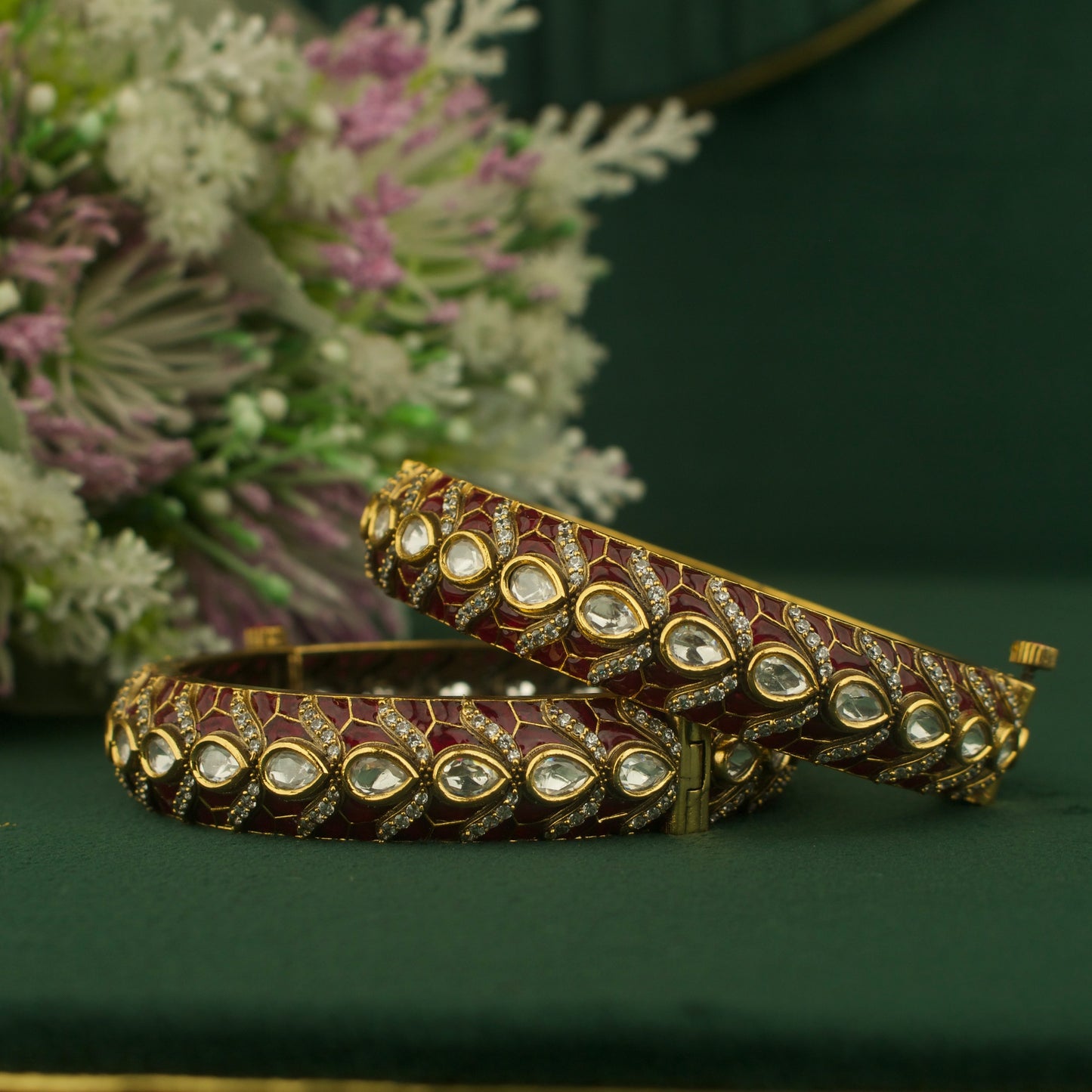 Traditional Fusion Kundan & Polki Victorian Bangles