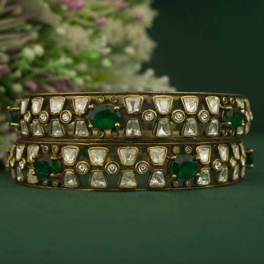 Sparkling Design Polki Victorian Bangles