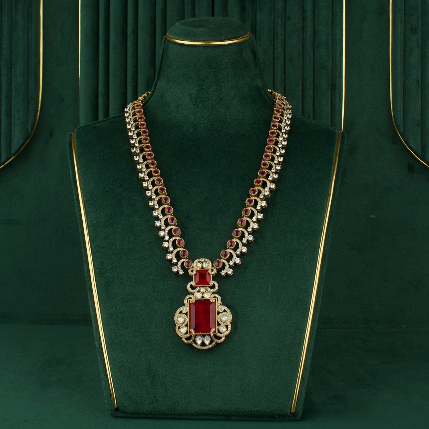 Royal Elegance Design Polki Victorian Necklace with Matching Earrings