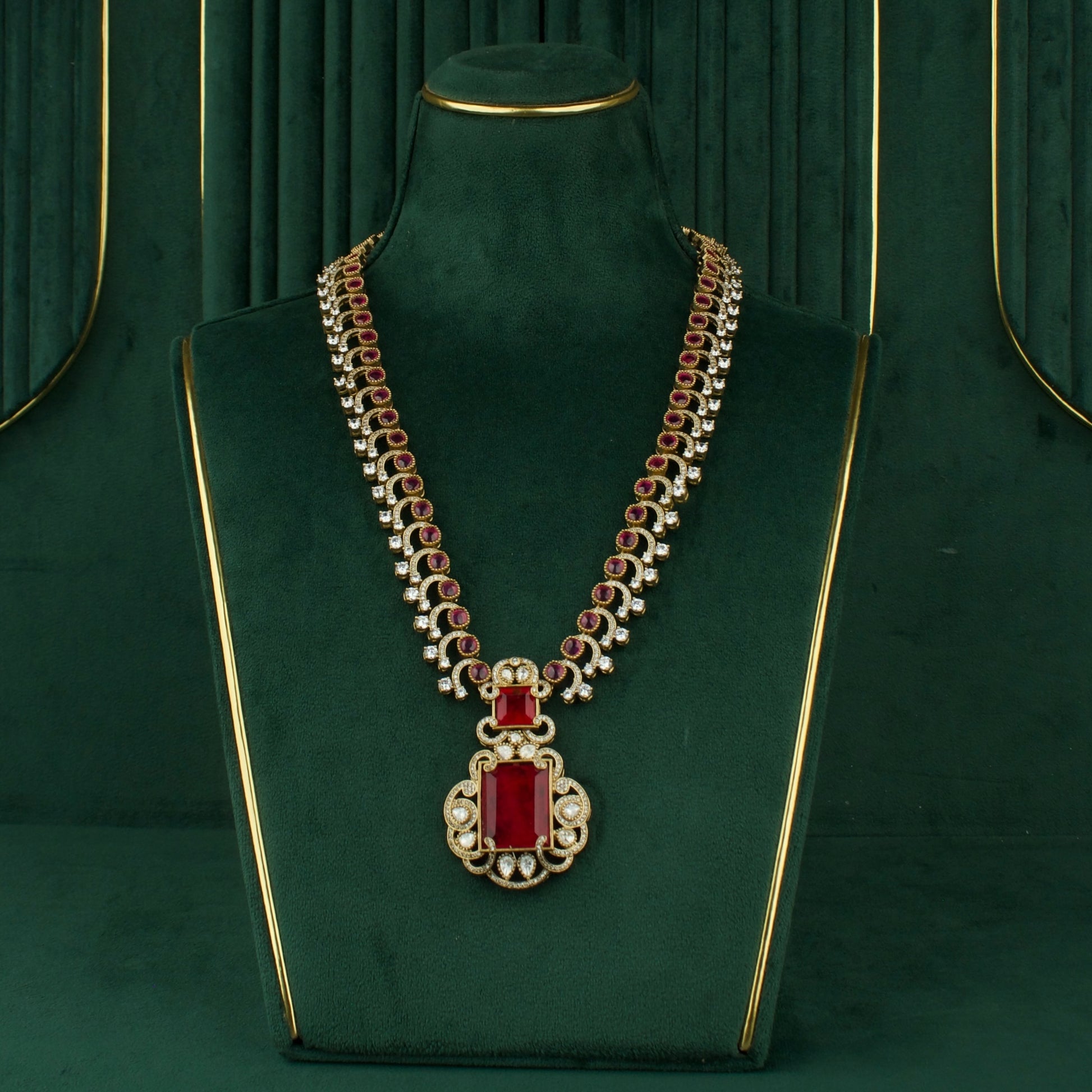 Royal Elegance Design Polki Victorian Necklace with Matching Earrings