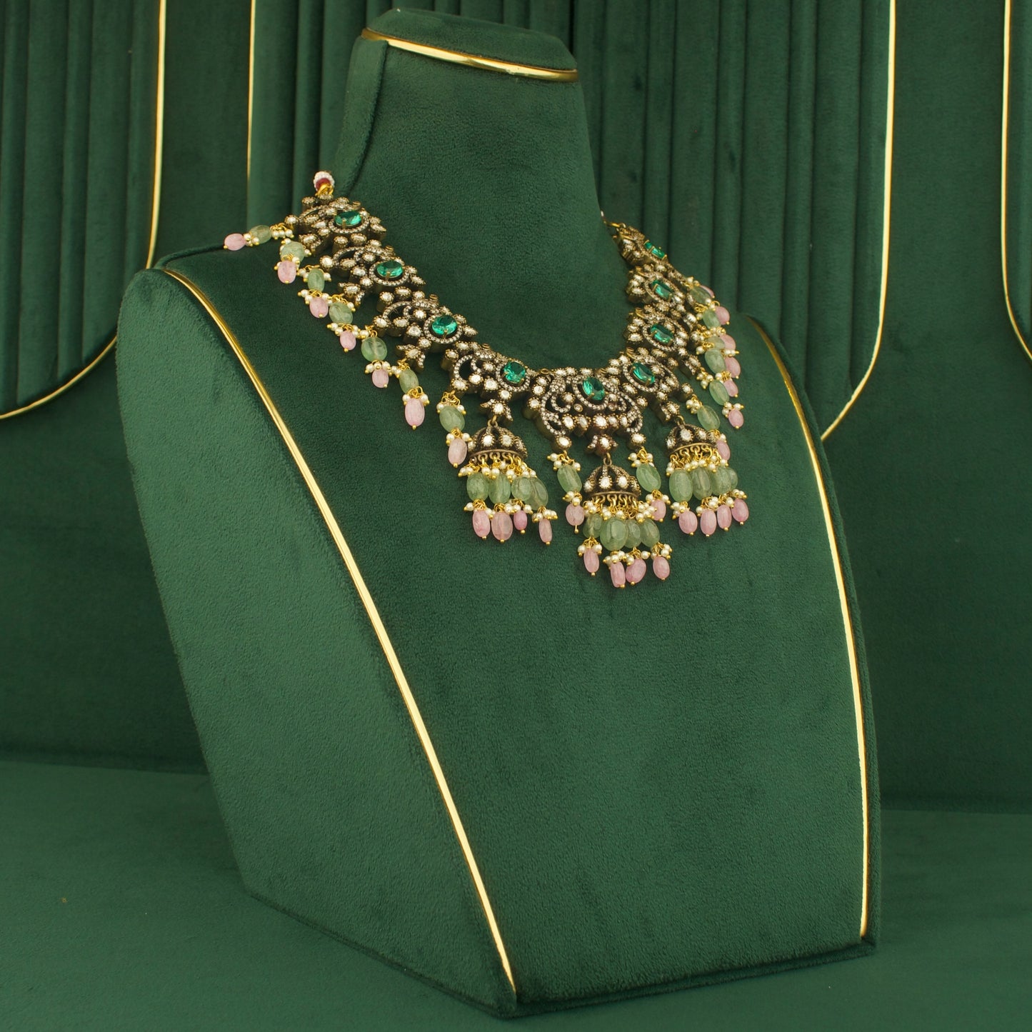 Bridal Fusion Kundan & Polki Victorian Necklace With Matching Earrings