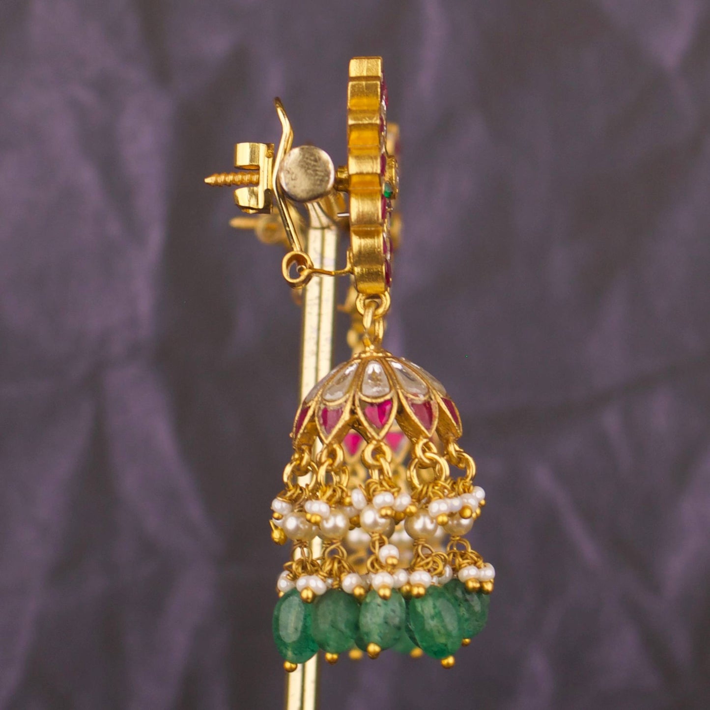 Stunning Jadau Kundan Jhumki Earrings