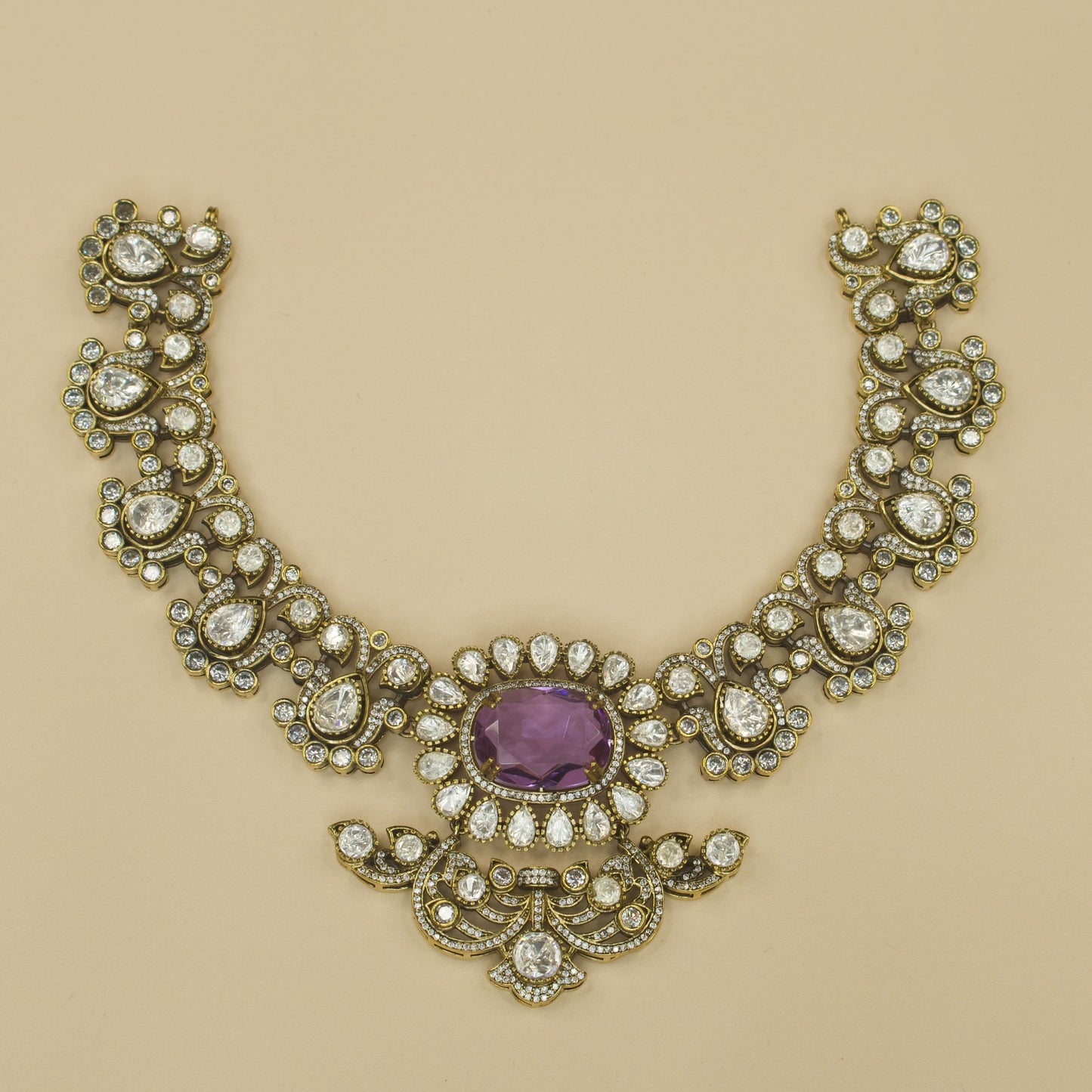 Elegant Short Victorian Moissanite Necklace Set