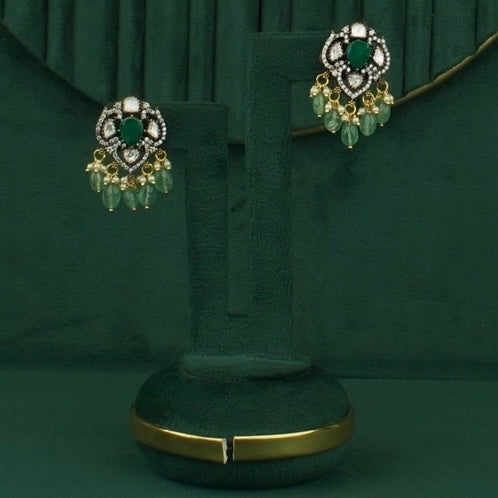 Sleek Design Fusion Kundan & Polki Victorian Double Layer Haram With Matching Earrings