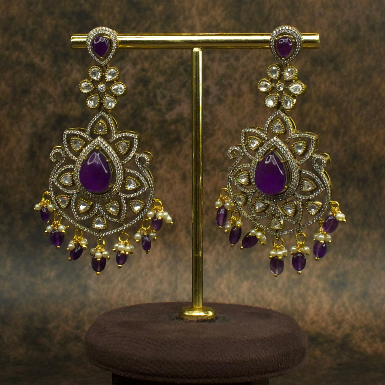 Victorian Moissanite Necklace Set with Teardrop Stones