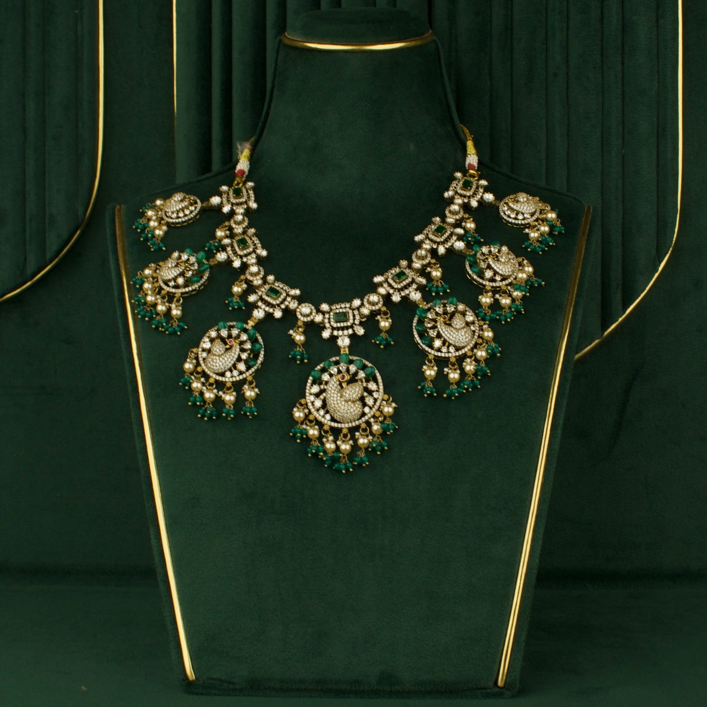Heritage Peacock Design Fusion Kundan & Polki victorian Necklace Set