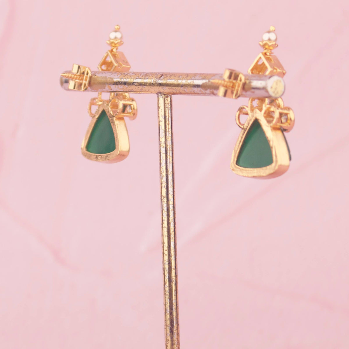 Multicolor Jadau Kundan Necklace Set With Green Earrings