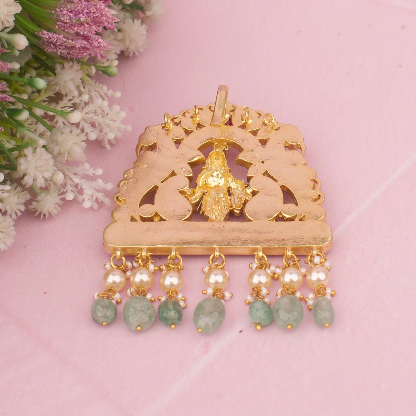 Regal Jadau Kundan Locket with Krishna Design