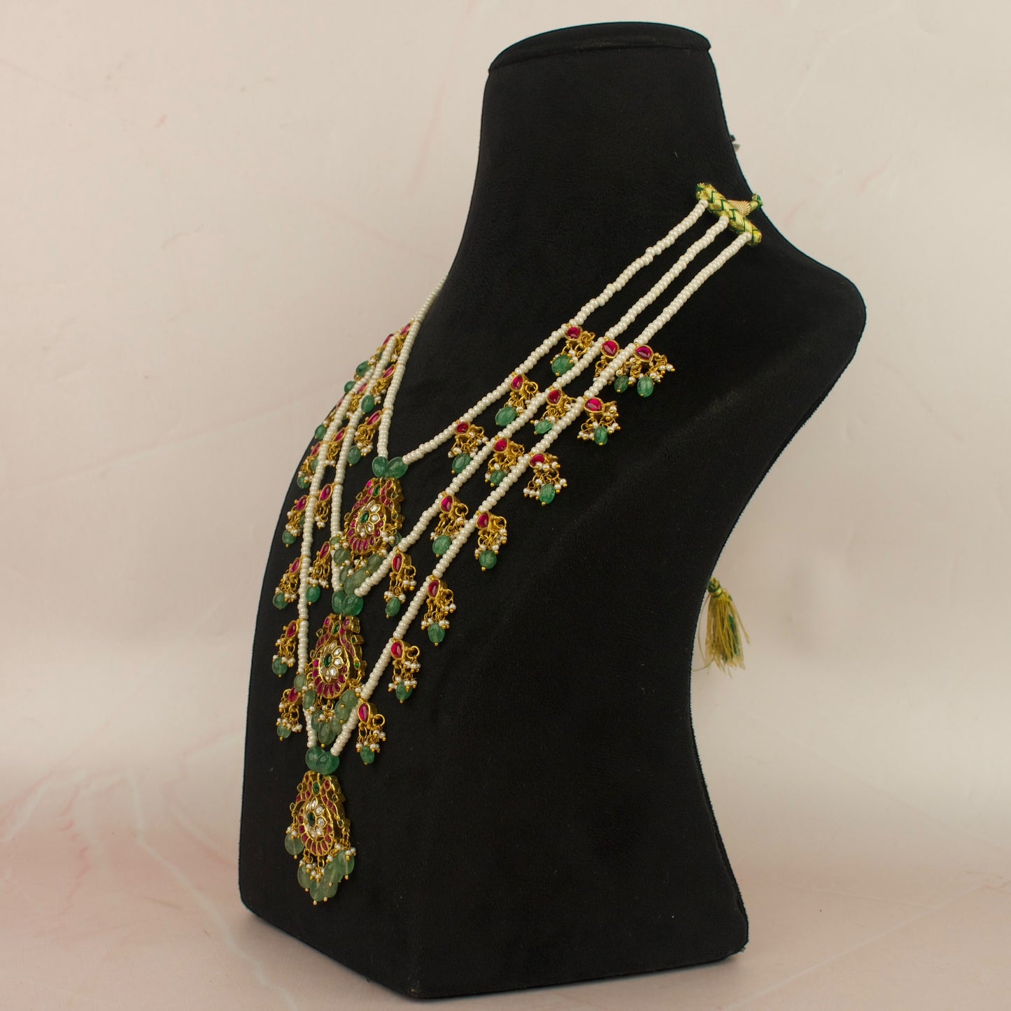 Majestic Splendor Jadau Kundan 3-Layer Pearl Necklace
