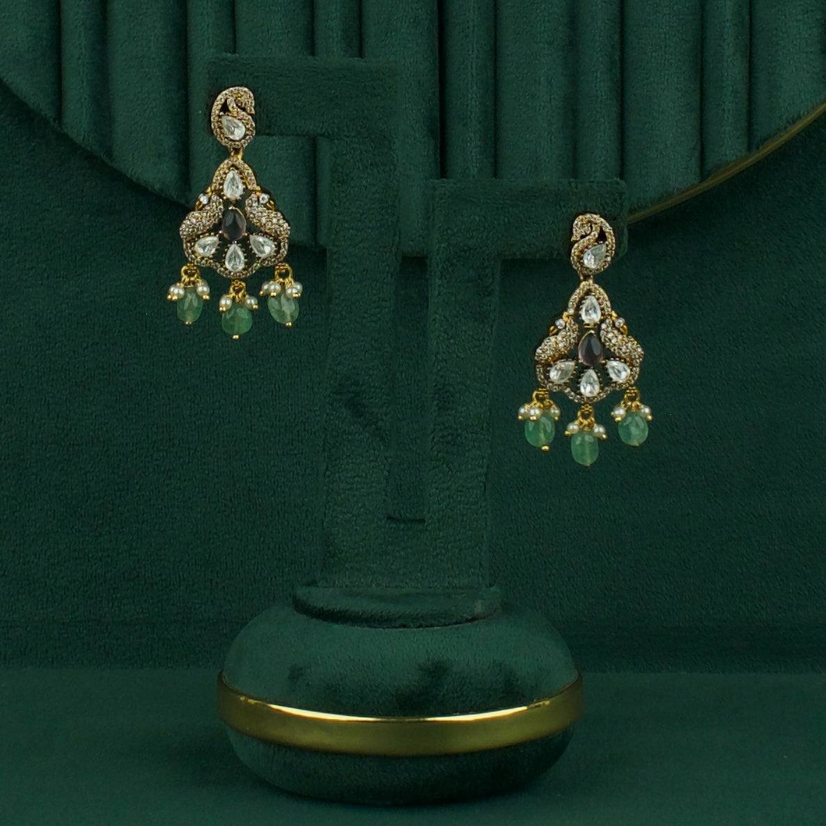 Peacock Victorian Zircon Necklace Set with earrings