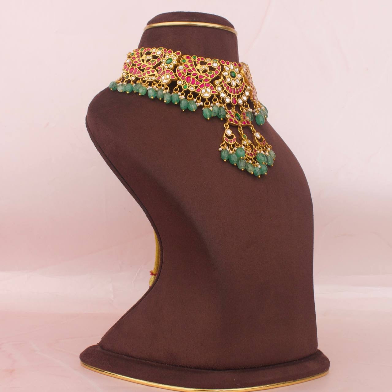 Bridal Jadau Kundan Choker With Locket Droplet