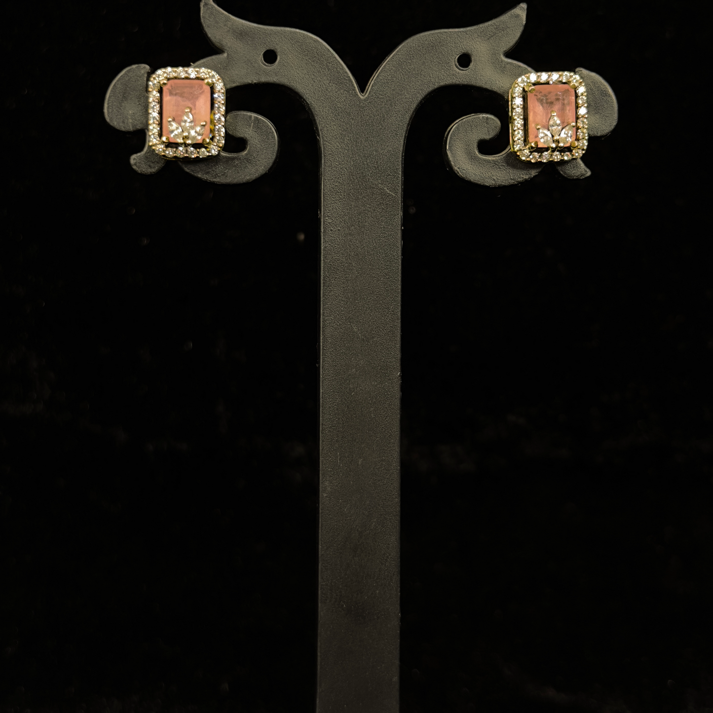 Antique Victorian Pendant Set with Diamond Floral Design and Matching Earrings