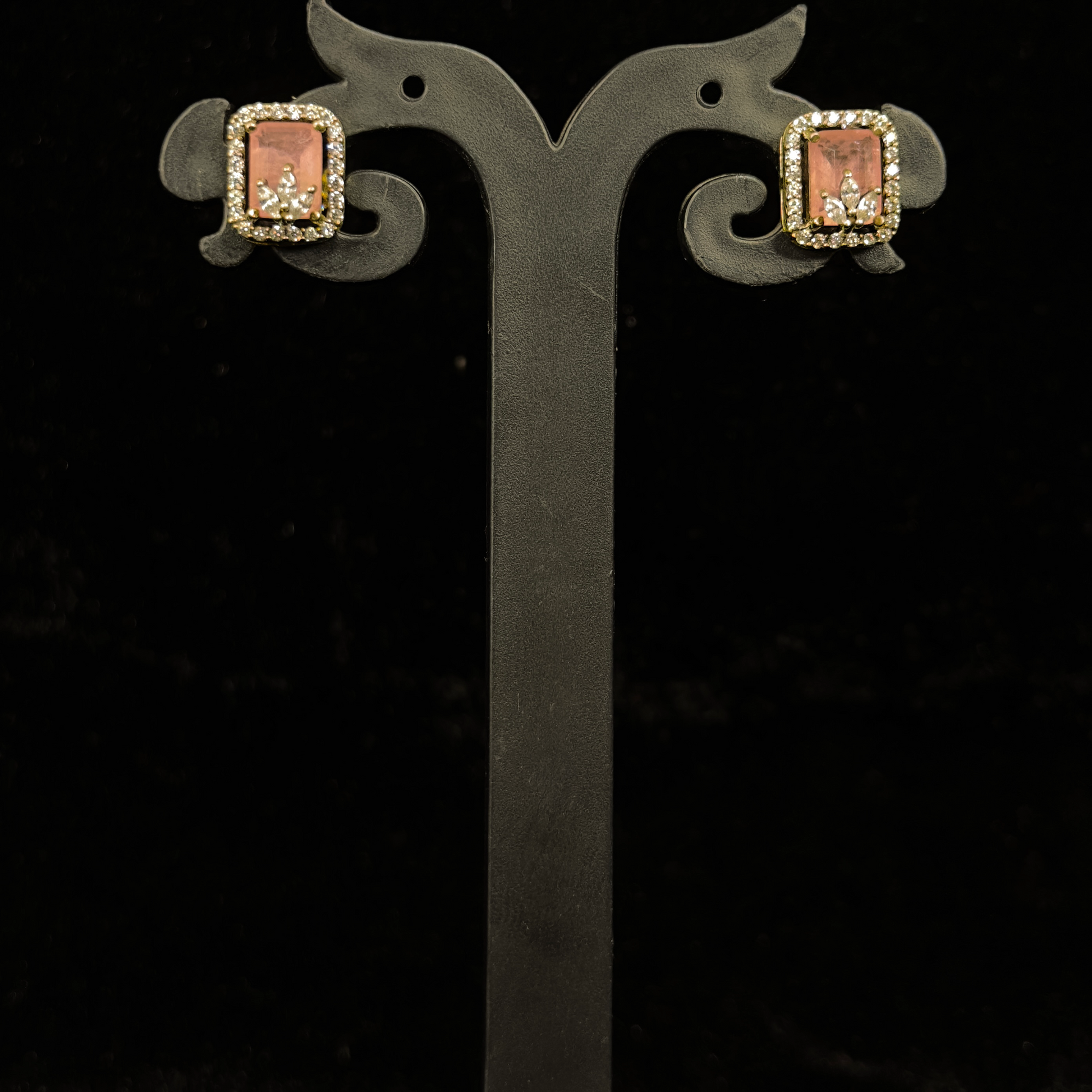 Antique Victorian Pendant Set with Diamond Floral Design and Matching Earrings