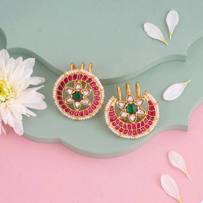 Floral Design Jadau Kundan Sun And Moon Hairpin