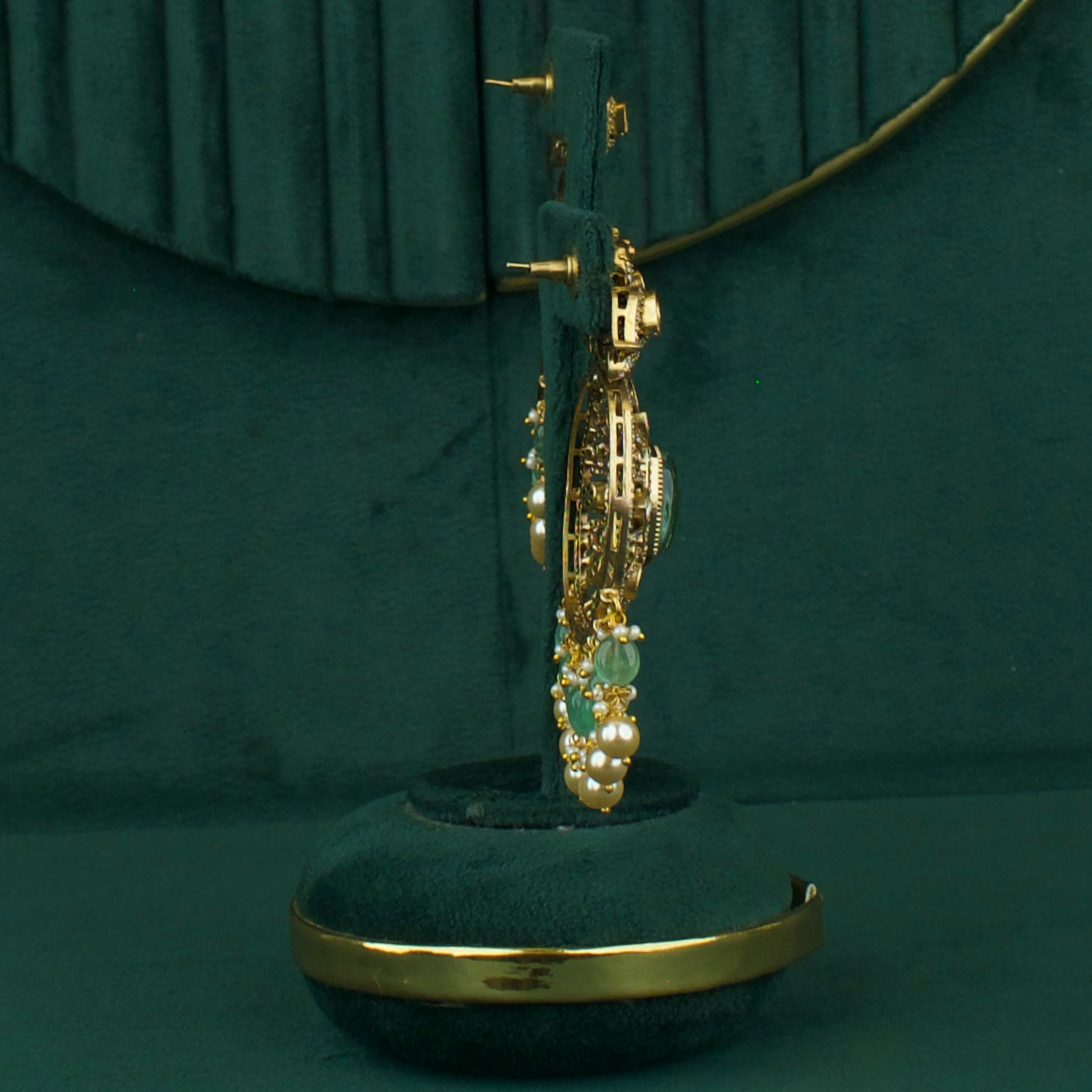 Grand Fusion Kundan & Polki Victorian Mehandi Necklace With Matching Earrings