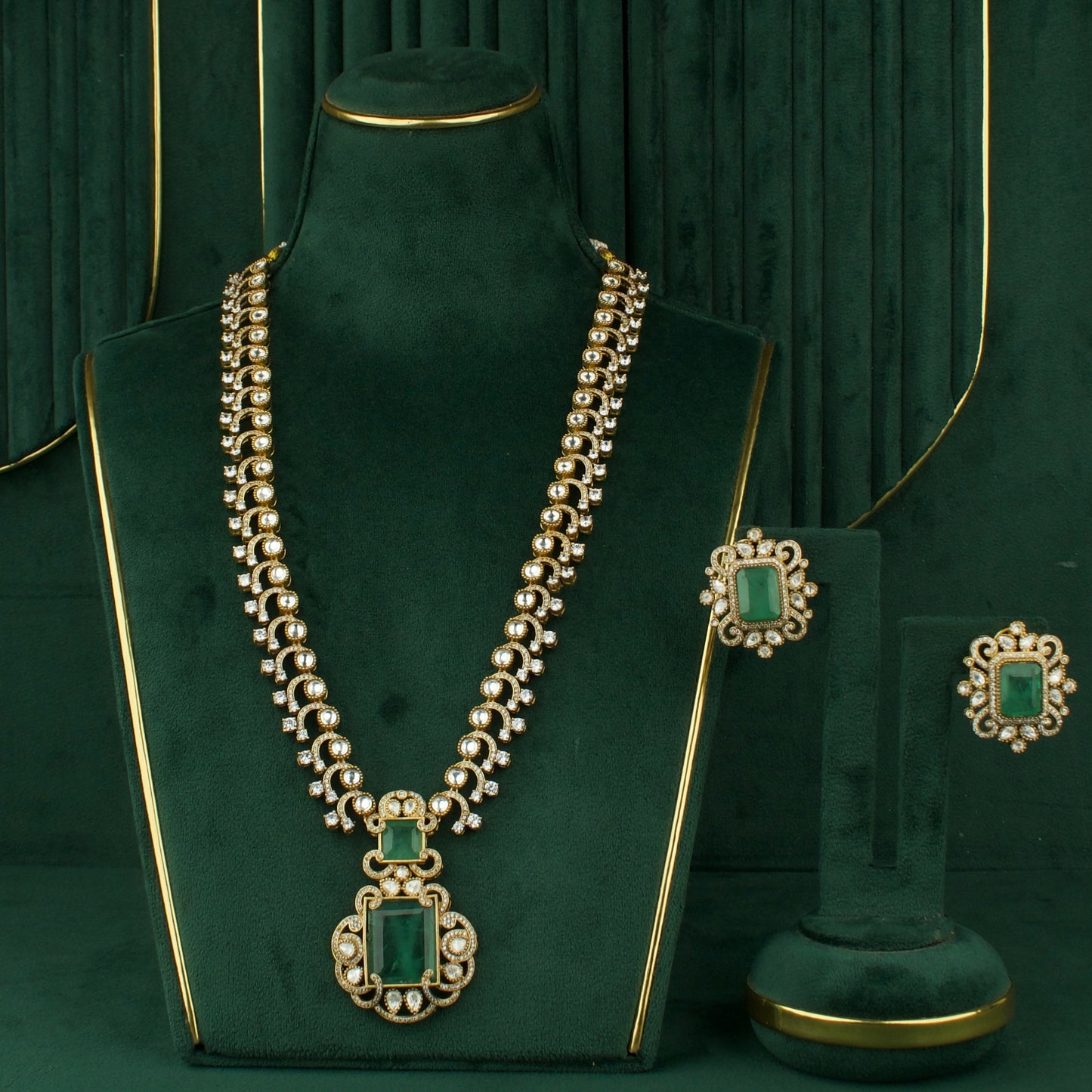 Royal Elegance Design Polki Victorian Necklace with Matching Earrings