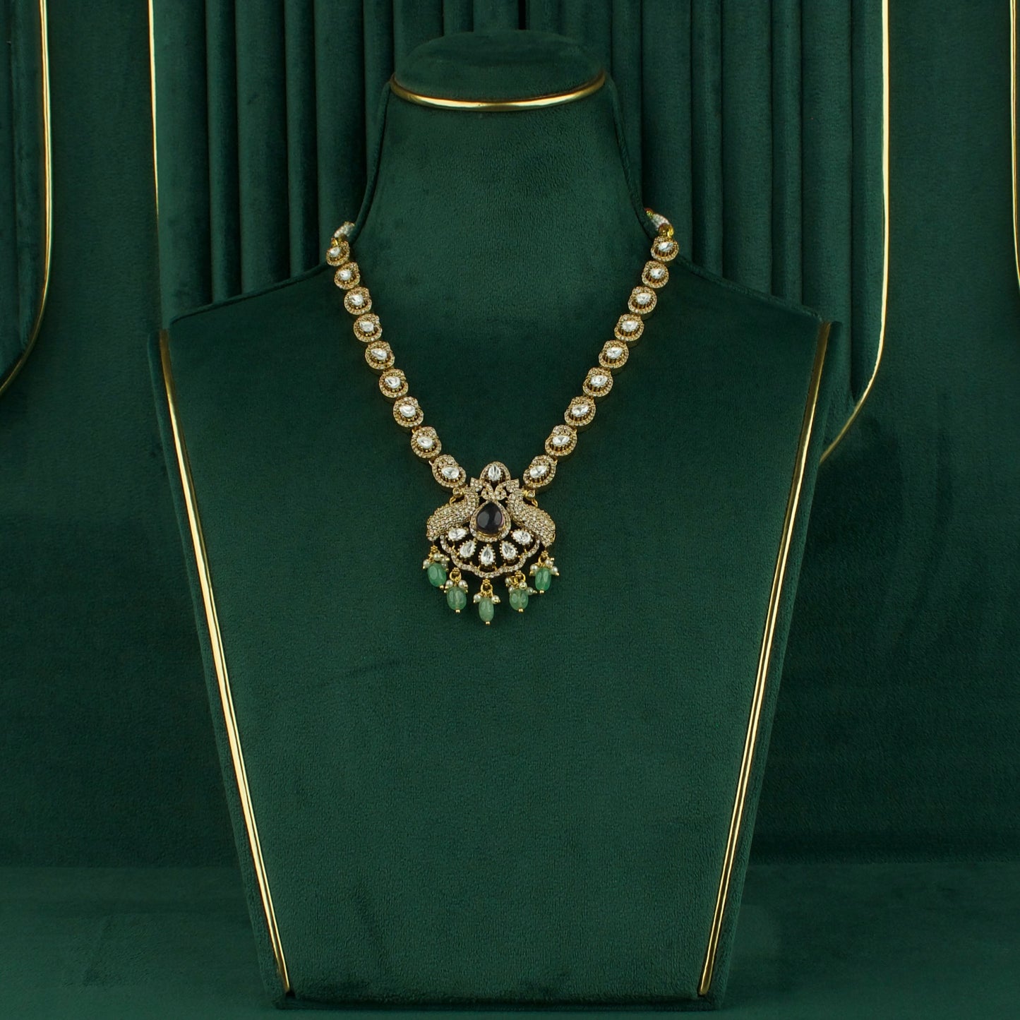 Peacock Victorian Zircon Necklace Set with earrings