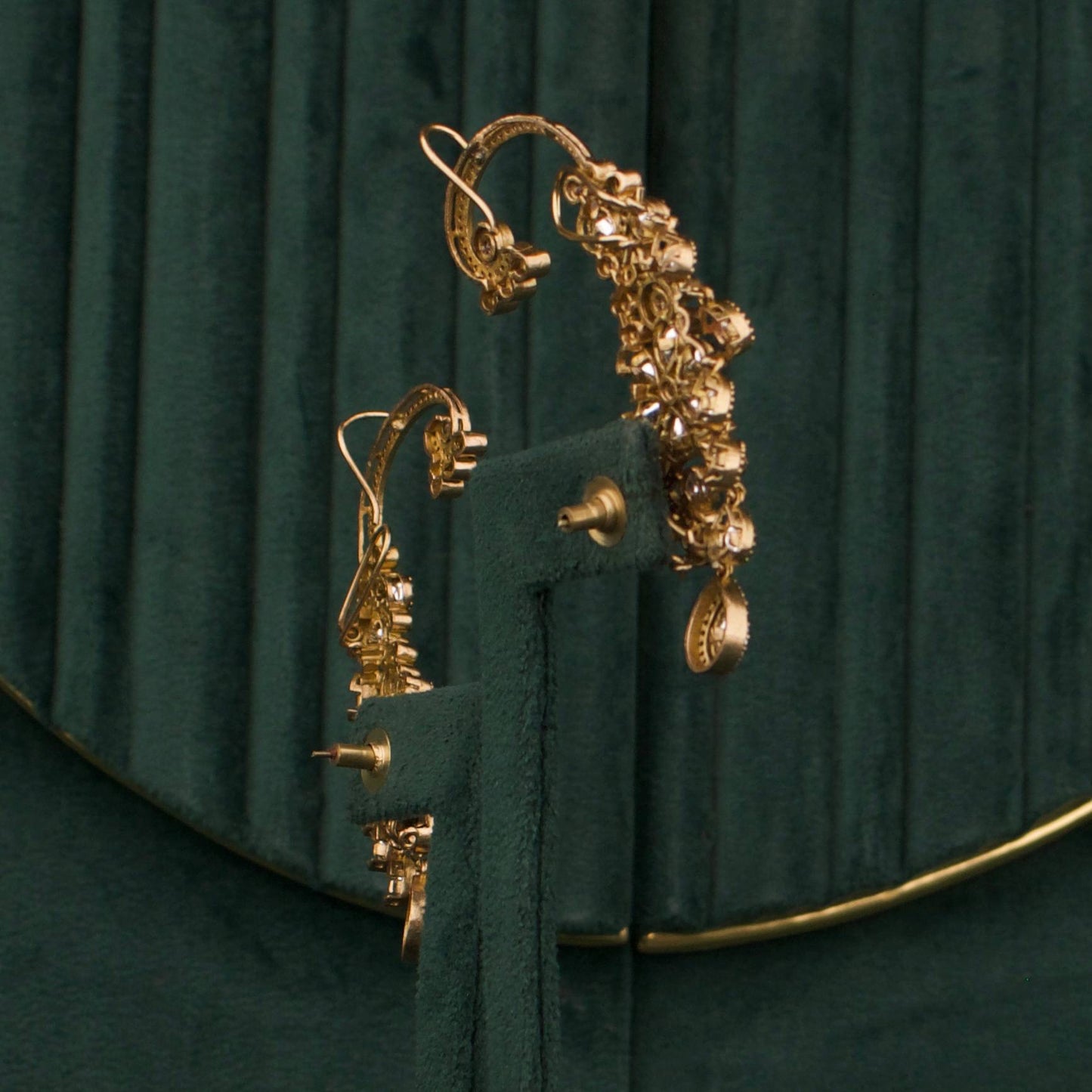 Elegant Victorian Earcuff With Peacock Floral Design