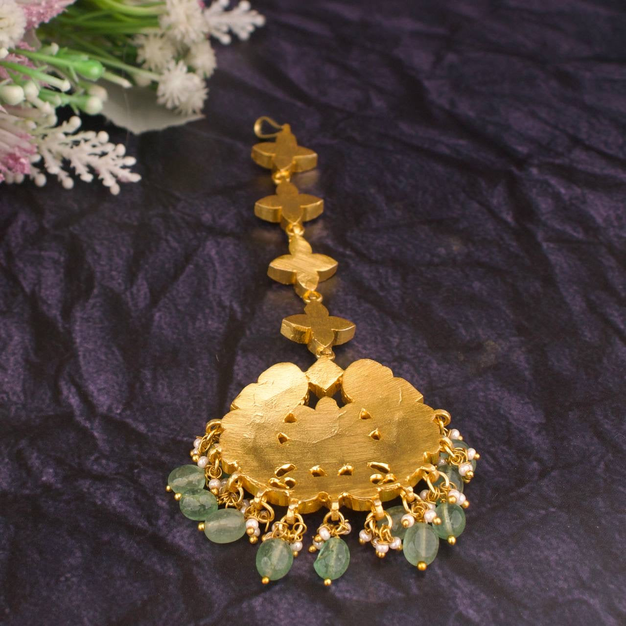 Bridal Jadau Kundan Maangtika With Beads