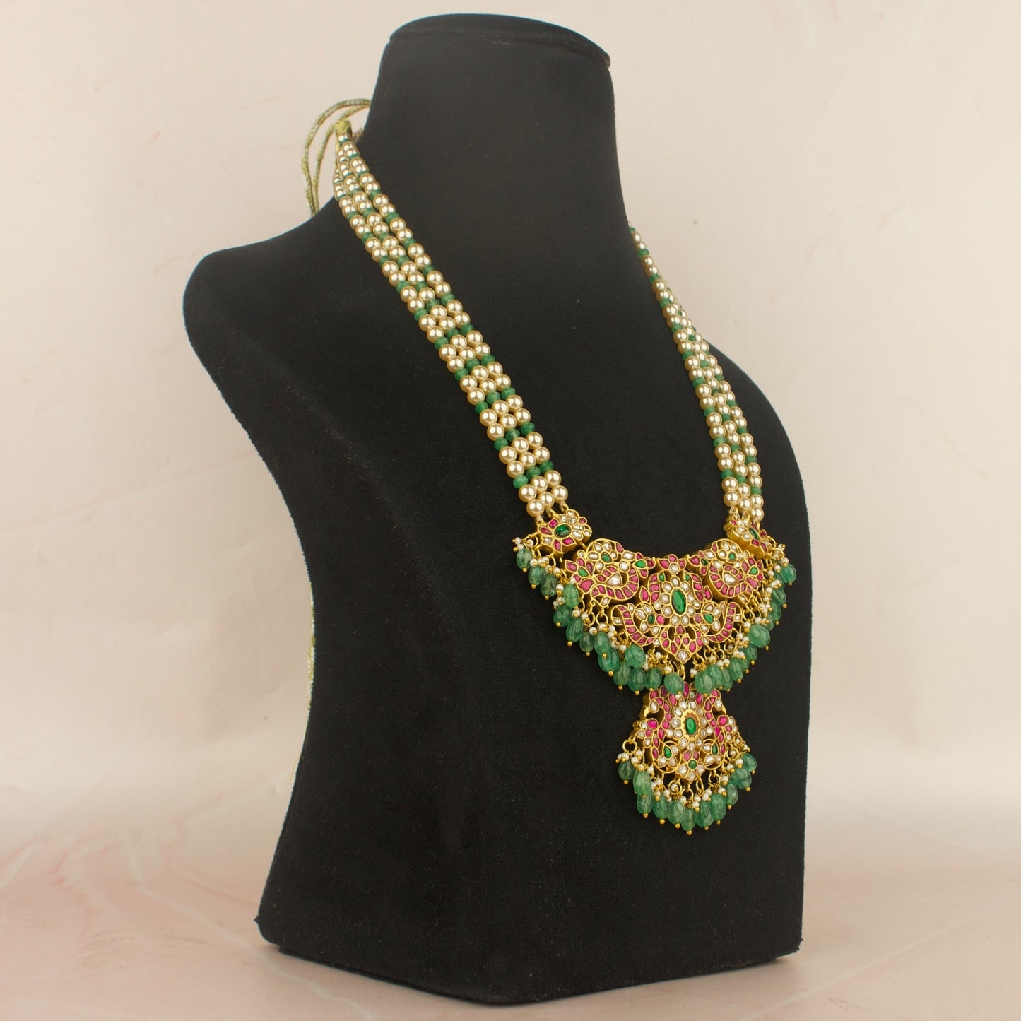 Ethereal Floral Design Jadau Kundan Haram With Swarovski Pearl