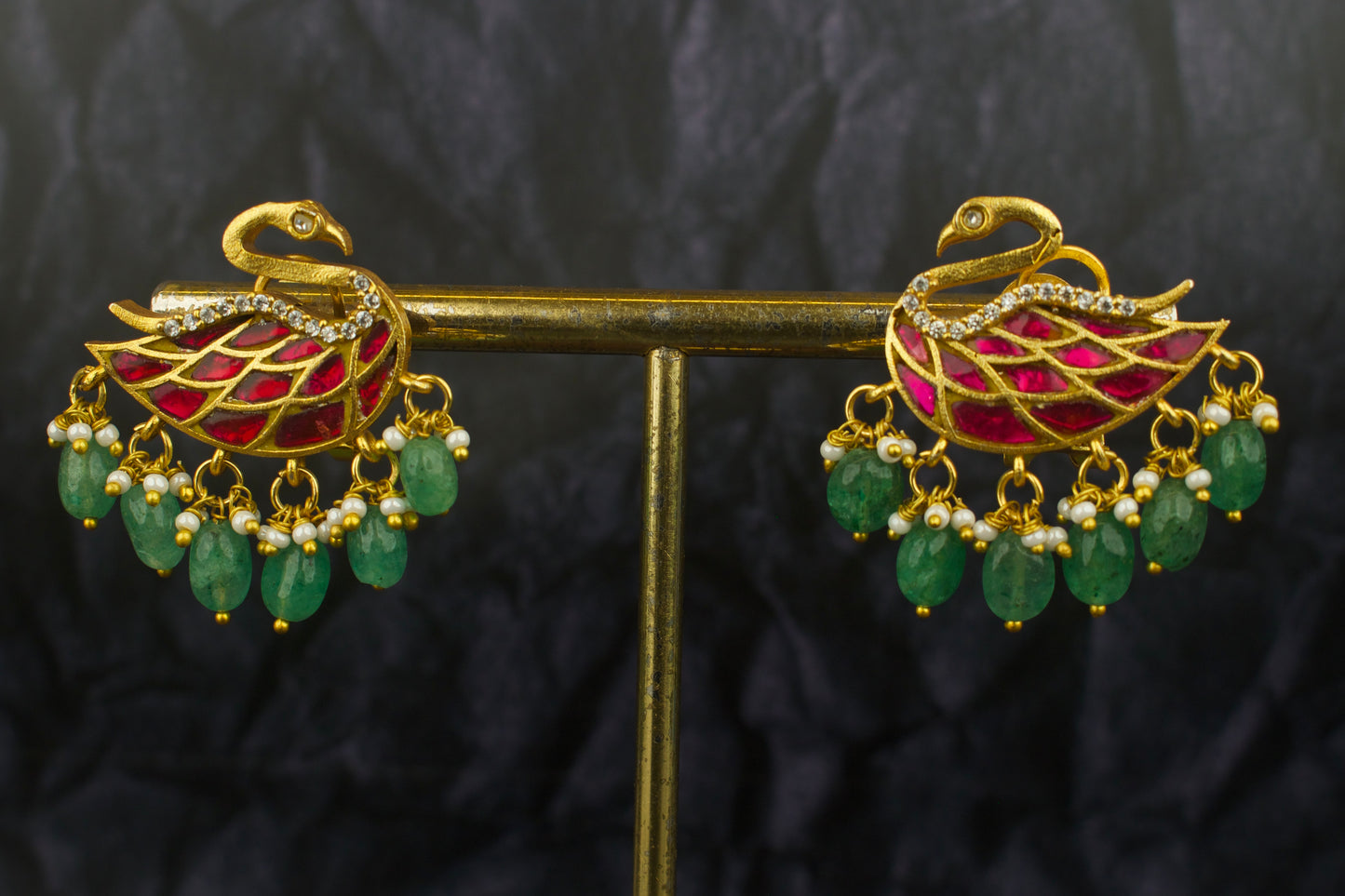 Unique Jadau Kundan Peacock Design Stud Earrings