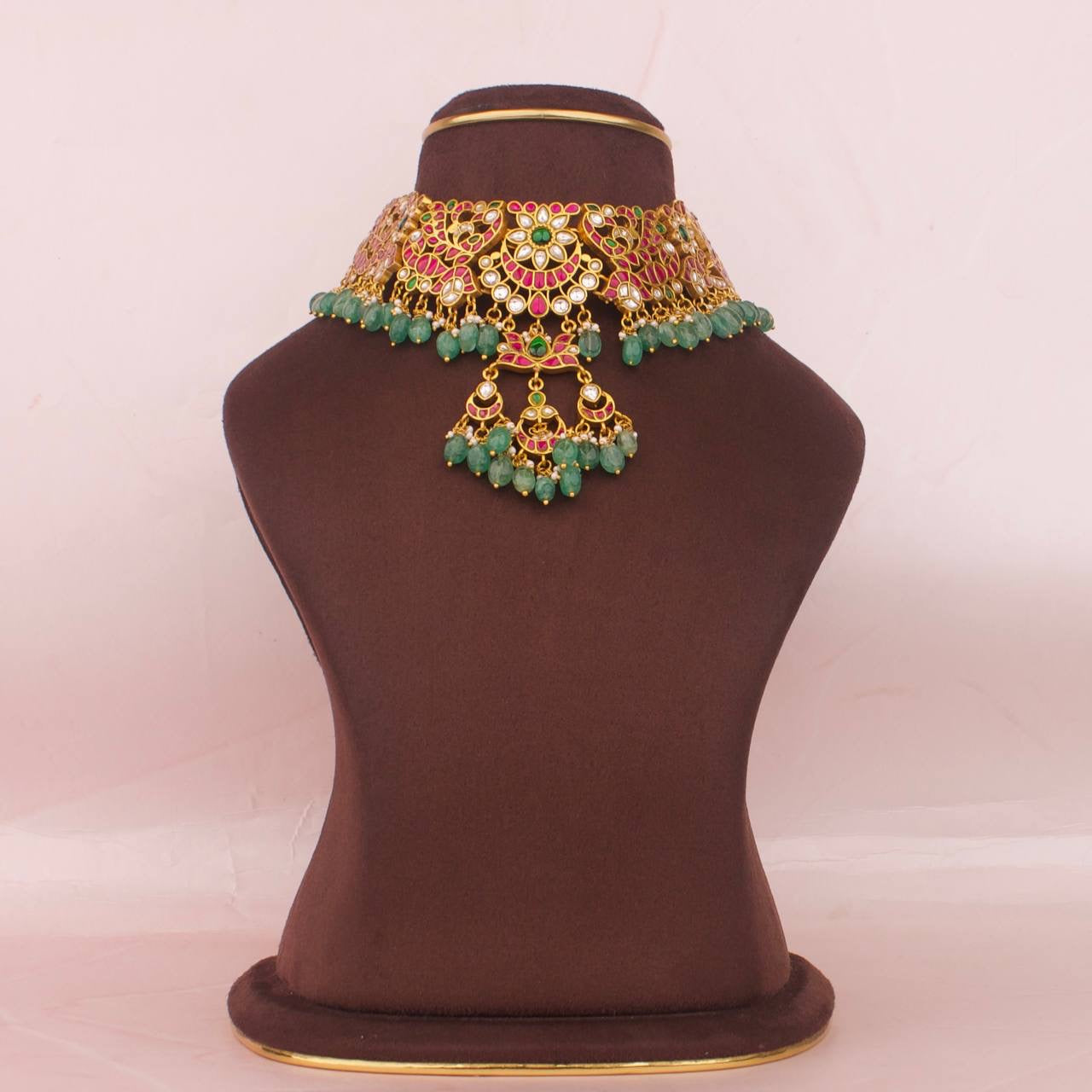 Bridal Jadau Kundan Choker With Locket Droplet