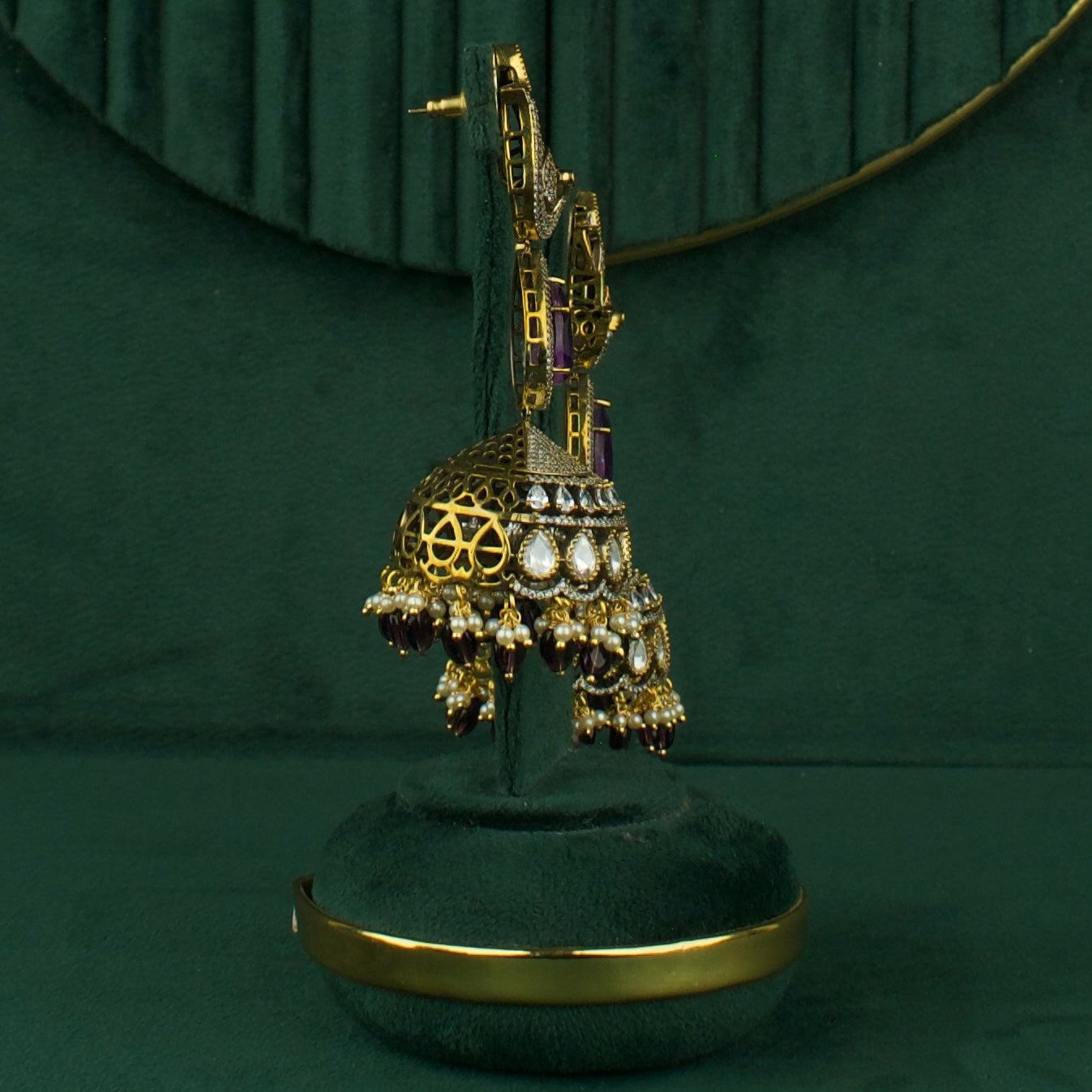 Traditional Design Polki Victorian Layer Haram With Matching Earrings