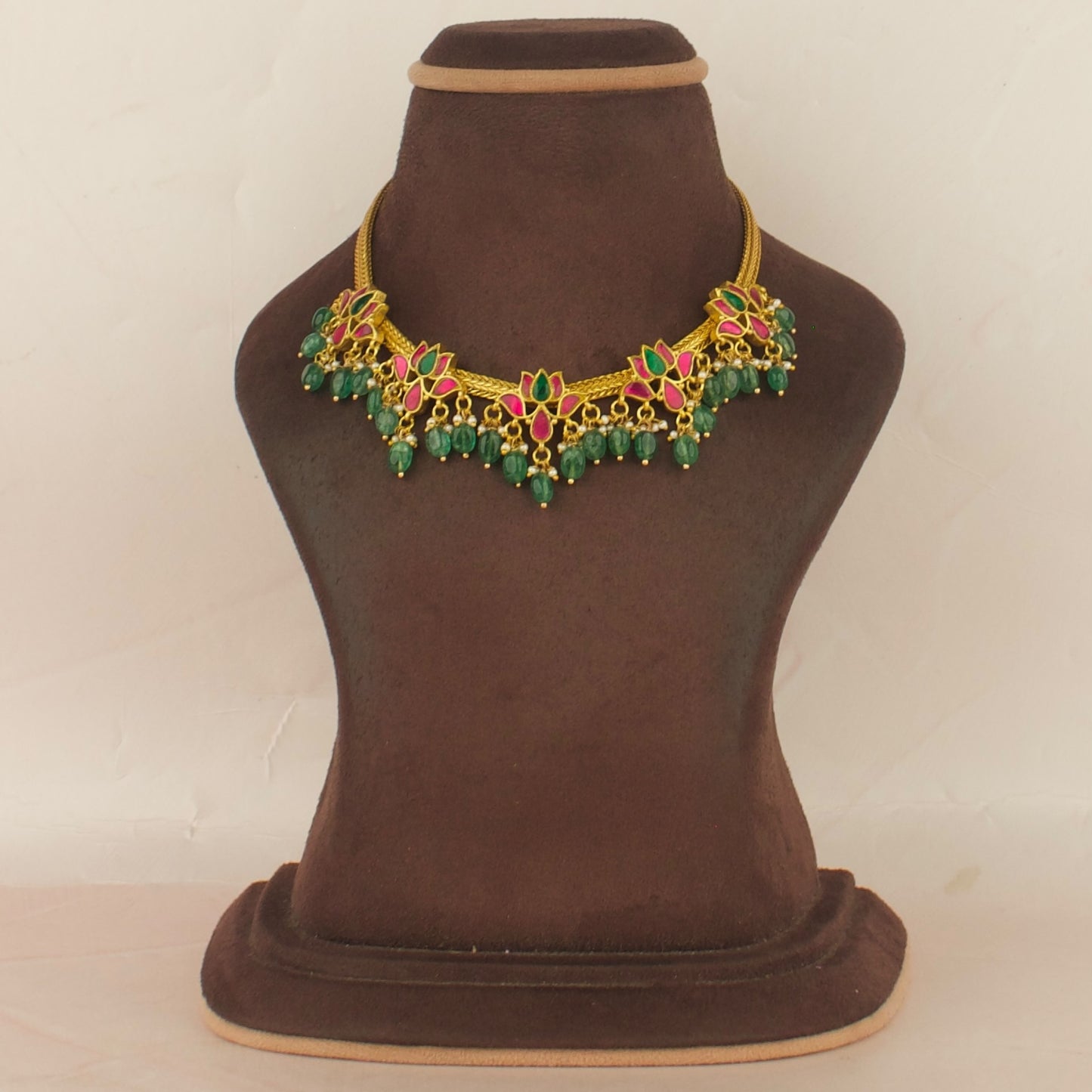 Lotus Design Lockets Jadau Kundan Nan-tad with Matching Earrings