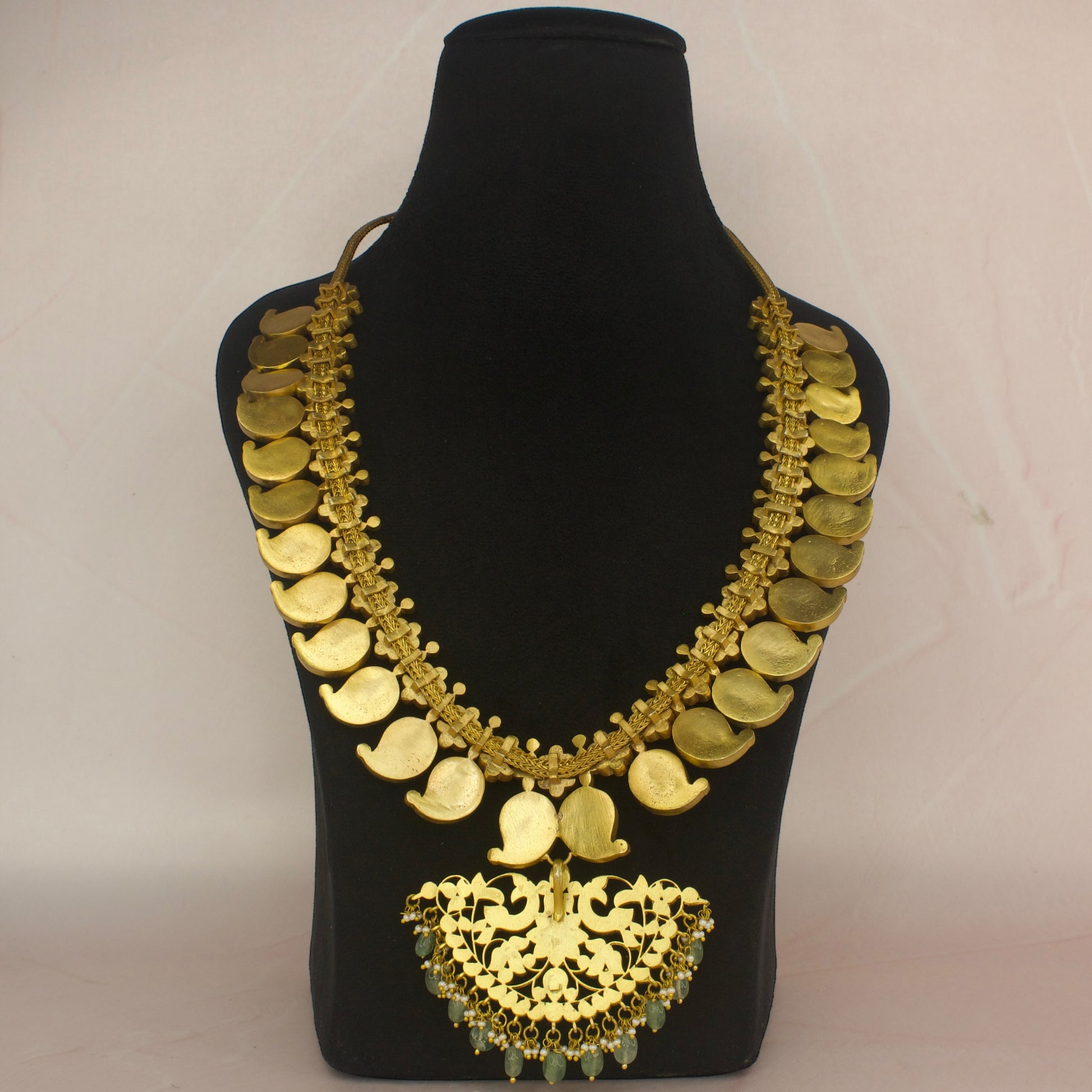 Ruby emerald long mango haram in jadau kundan