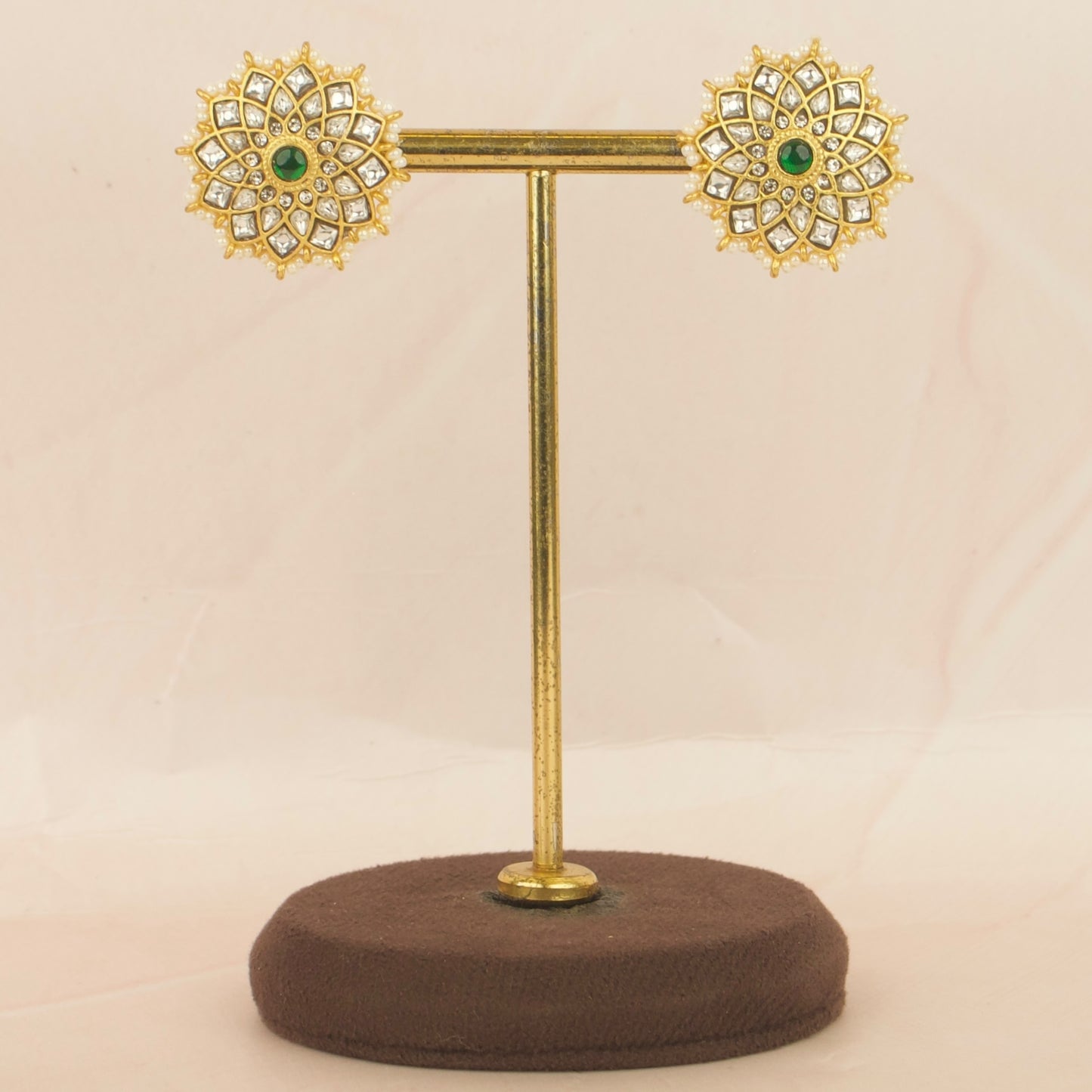 Gold Design Jadau Kundan Floral Studded Earrings