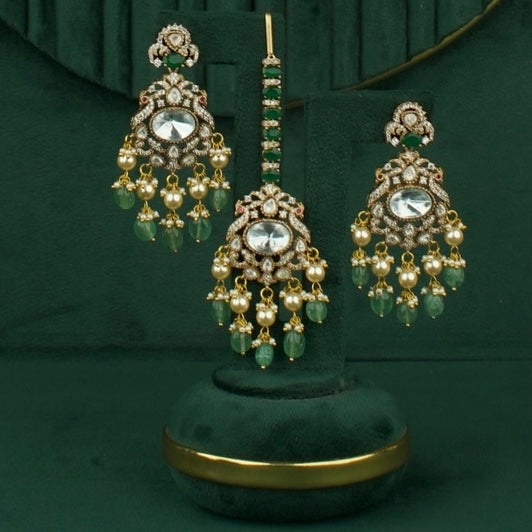 Dazzling Peacock Design Polki Mehandi Victorian Short Necklace