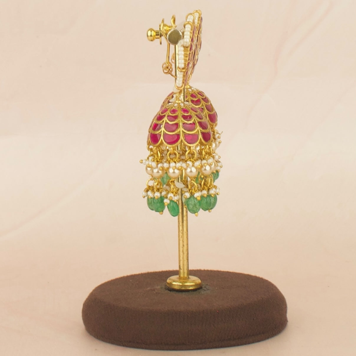 Bridal Festive Jadau Kundan Jhumki with Beads Hanging