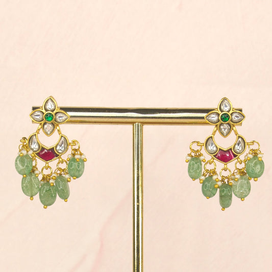 Elegant Small Jadau Kundan Chandbali in White