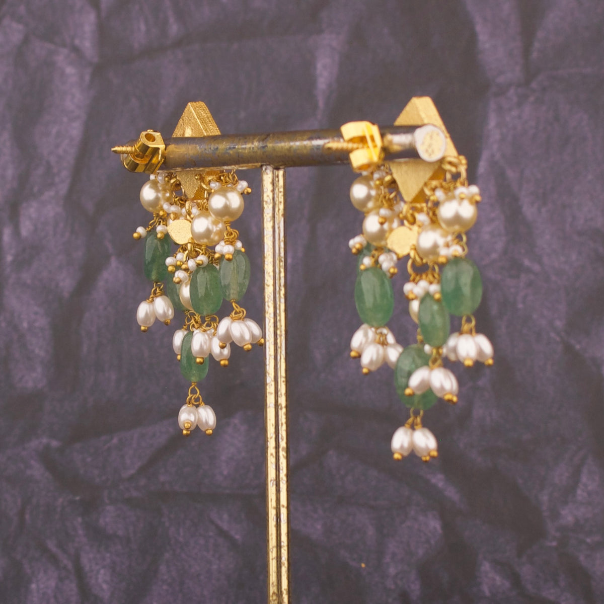 Stylish Jadau Kundan Earrings With Layered Accents