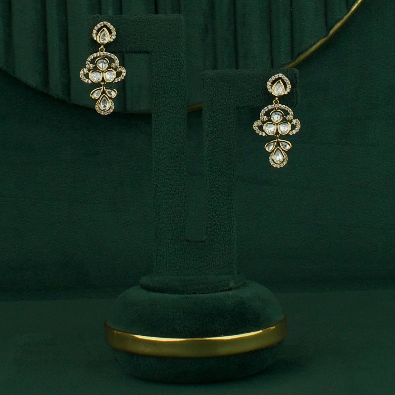 Bridal Polki Step By Step Polki Pearl Mala With Earrings