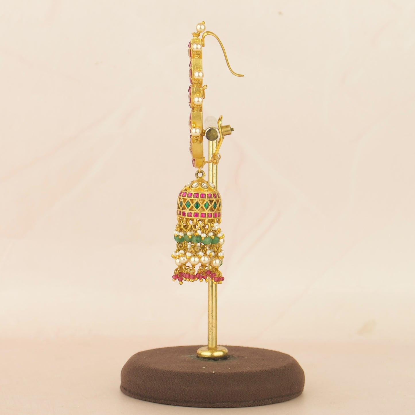 Bridal Peacock Earcuff In Jadau Kundan
