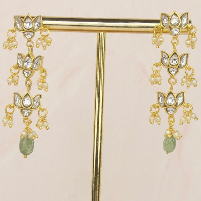 Multi Step Floral Jadau Kundan Hanging Earring