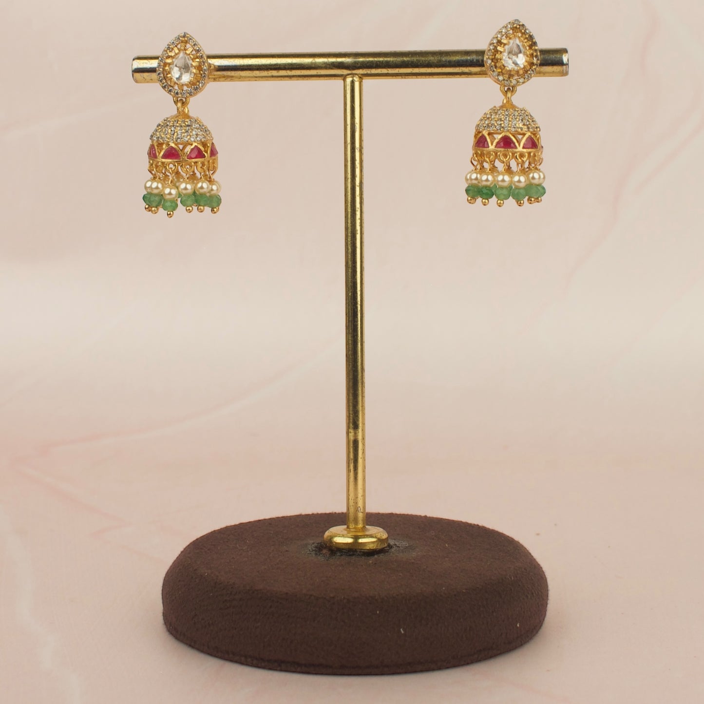 Small Sized Jadau Kundan Cz Jhumka Earrings