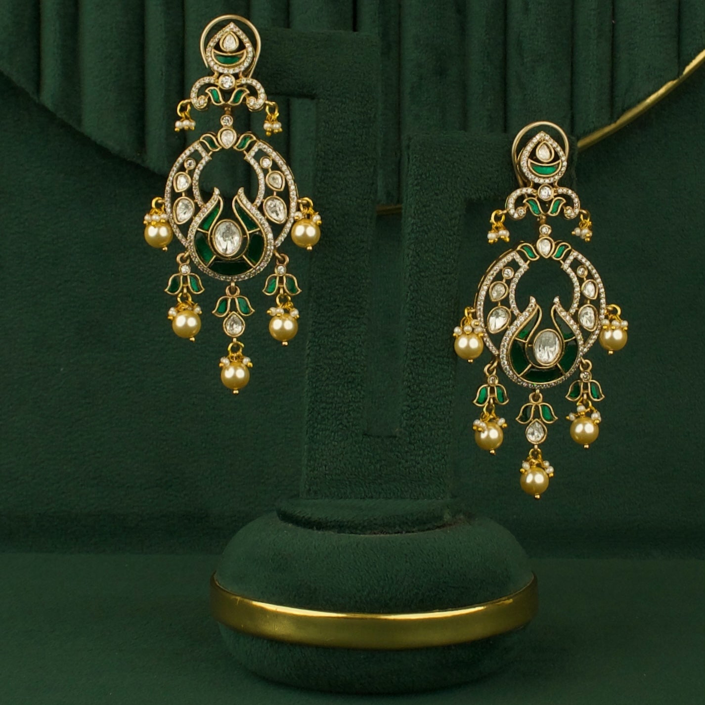 Glorious Design Fusion Kundan & Polki Victorian ChandBali Earrings