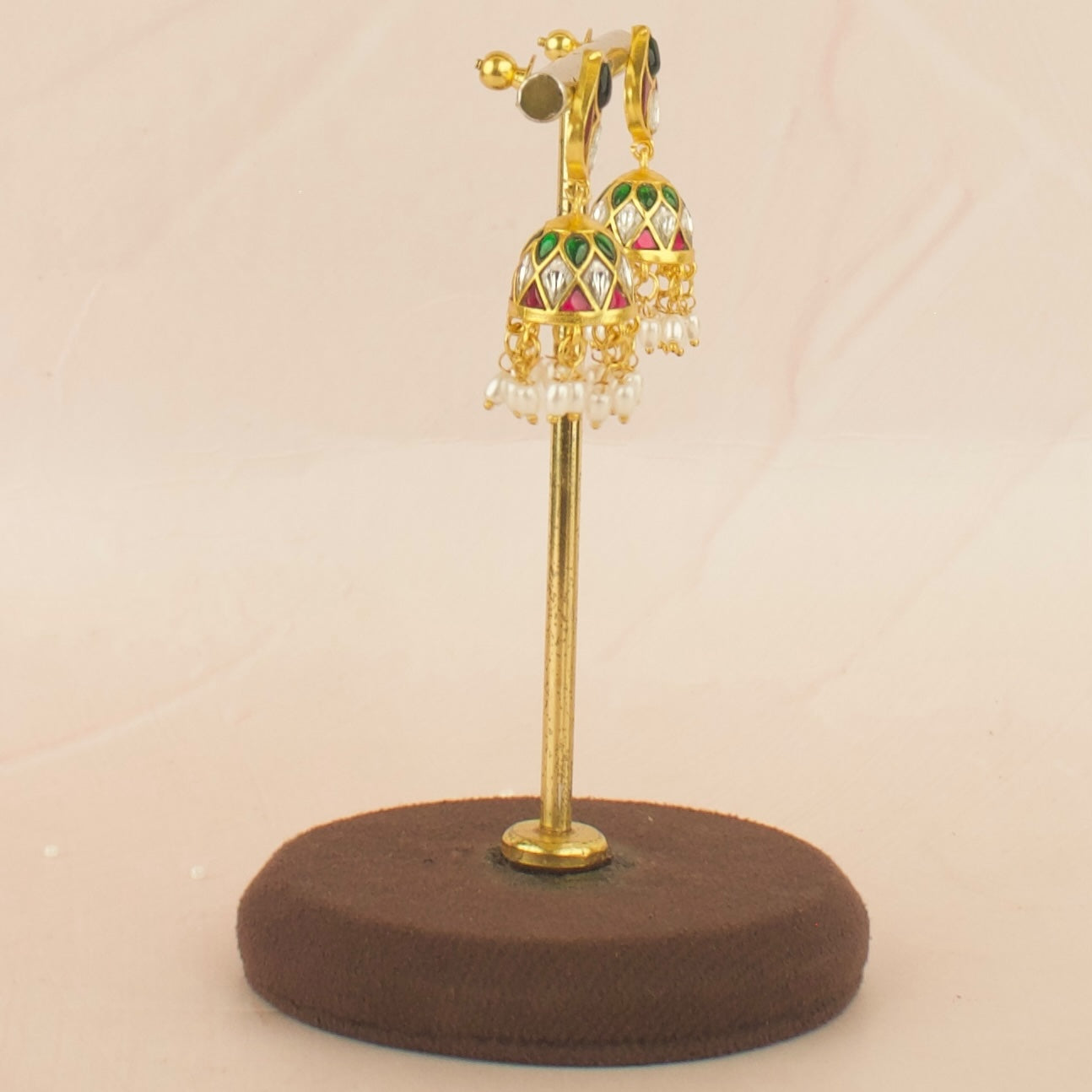 Elegant Jadau Kundan Jhumki with rice beats