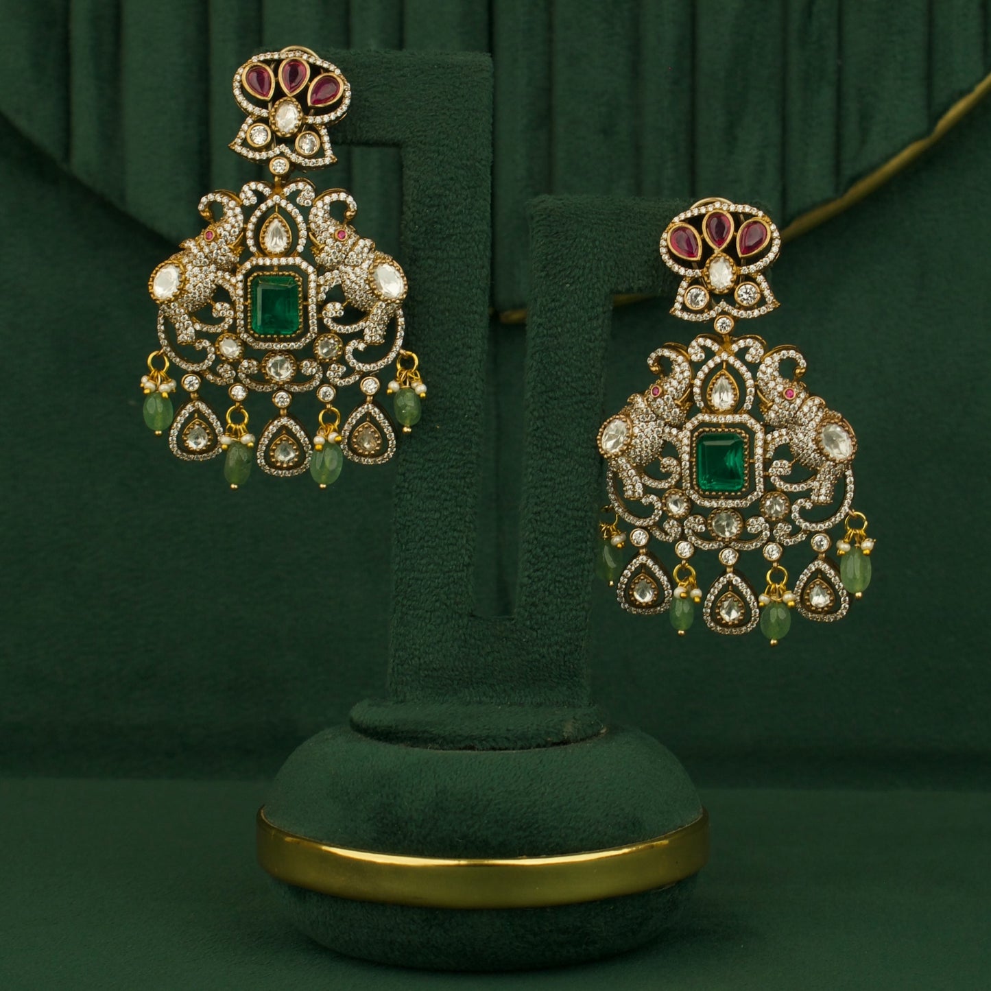 Opulent Victorian Long Haram Necklace In Elephant Motif Design
