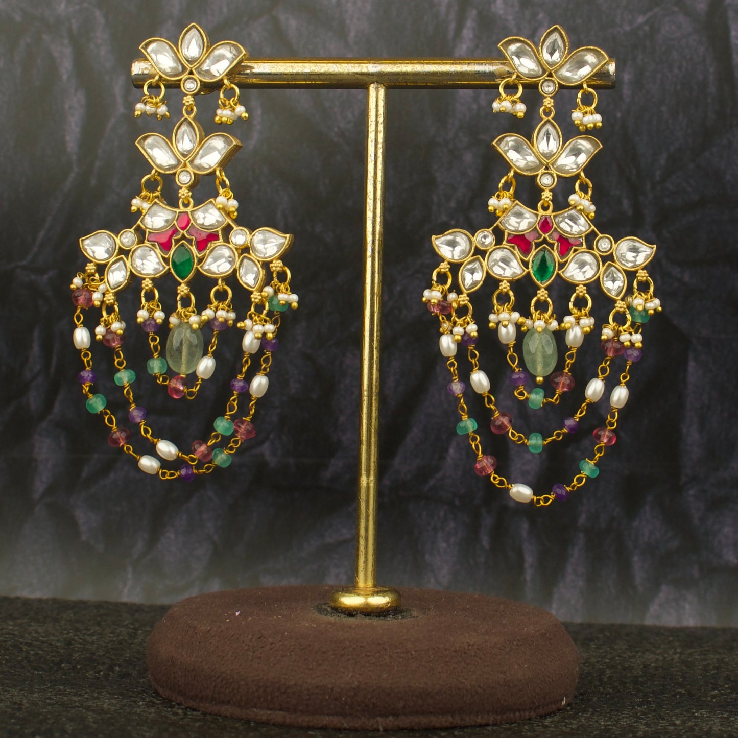 Opulent Lotus Design Step By Step Jadau Kundan ChandBali Earrings