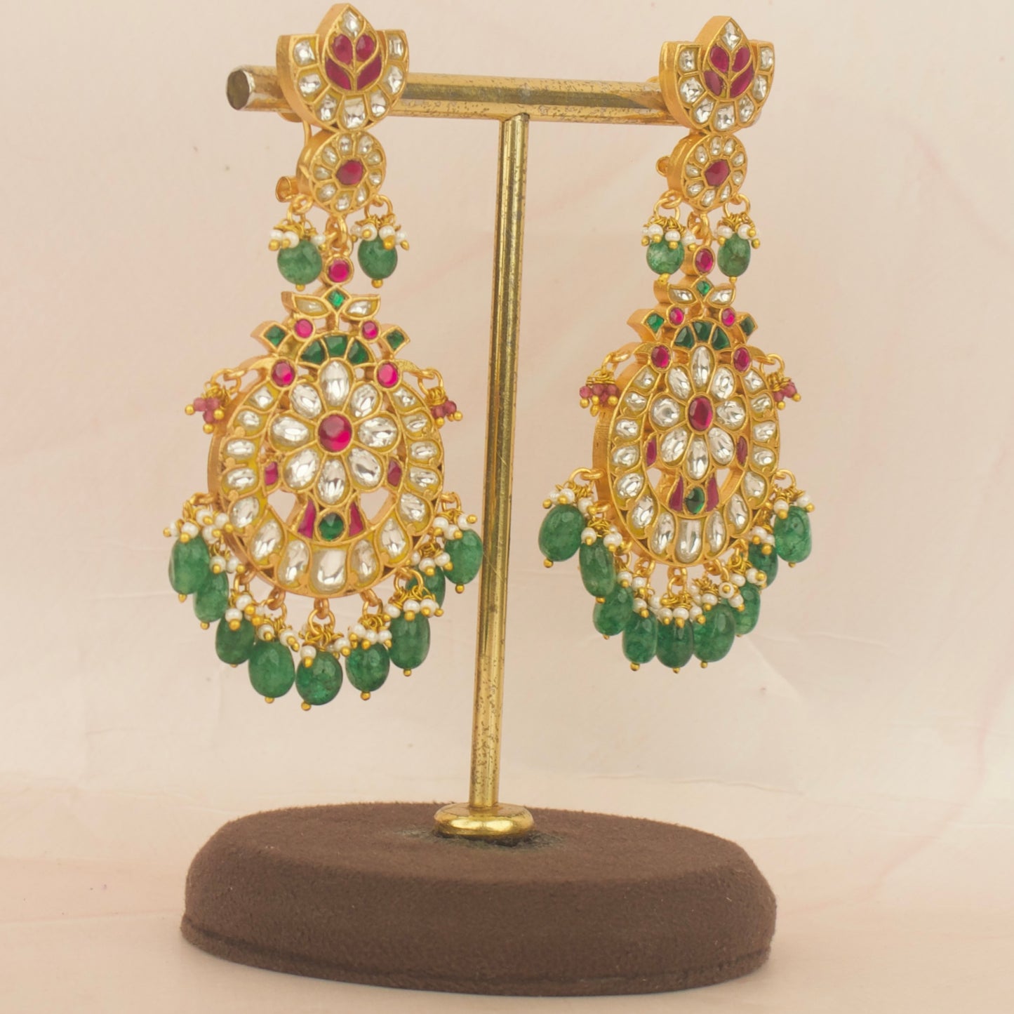 Bridal Jadau Kundan Chandbali Hanging Earrings