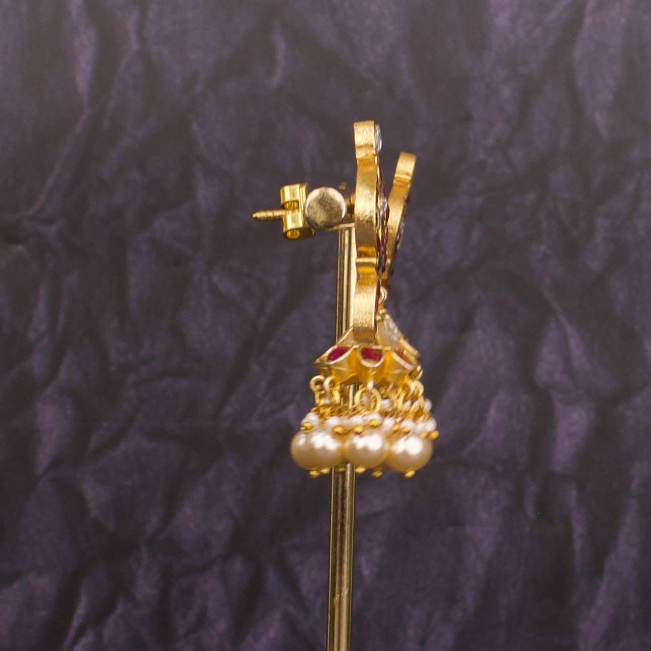 Unique Studded Jadau Kundan Jhumki Earrings