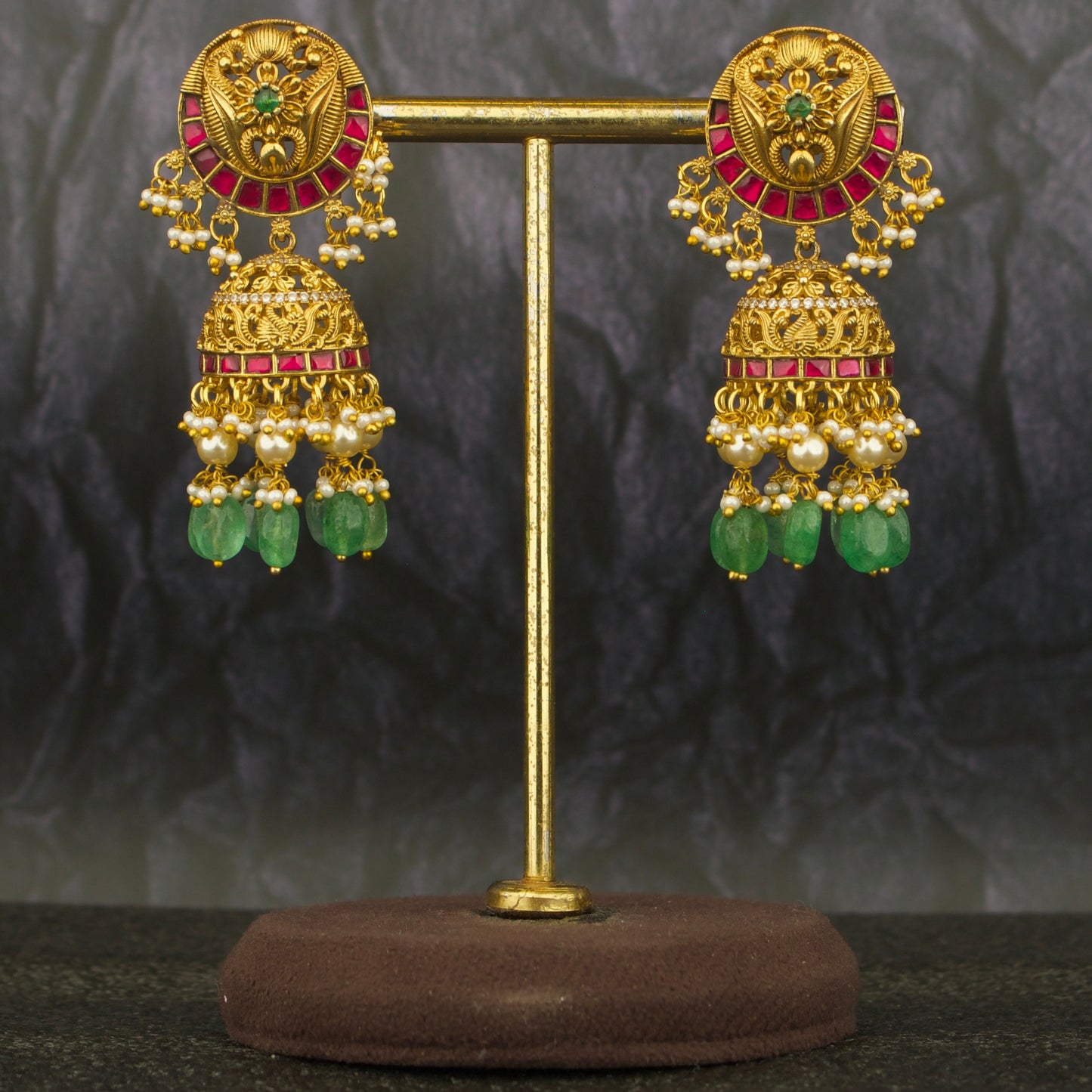 Lavish Jadau Kundan Nakshi finish Jhumki Earrings