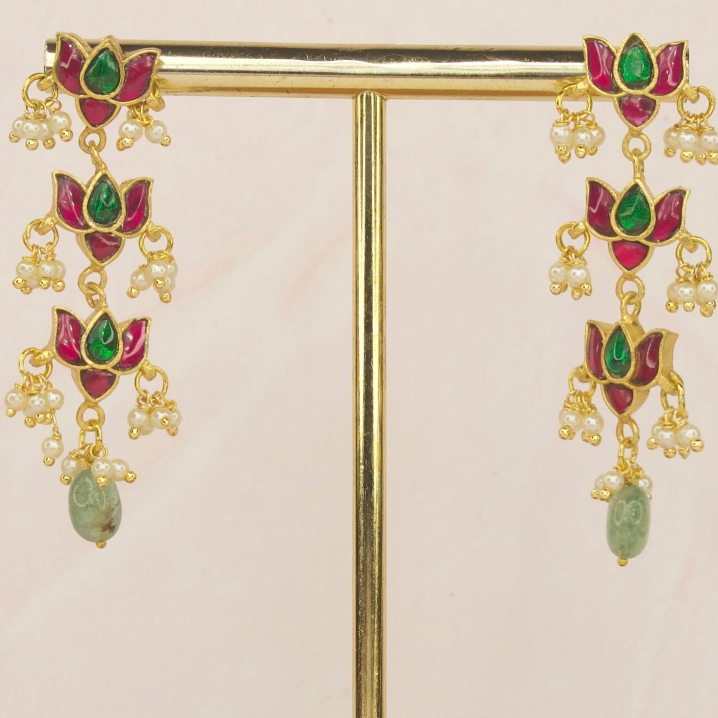 Multi Step Floral Jadau Kundan Hanging Earring