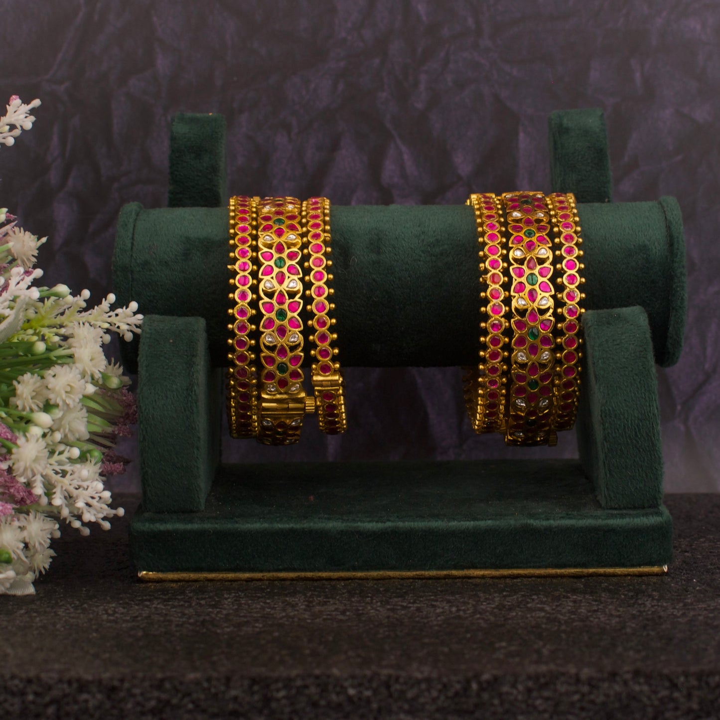 Majestic Jadau Kundan Bangles Set