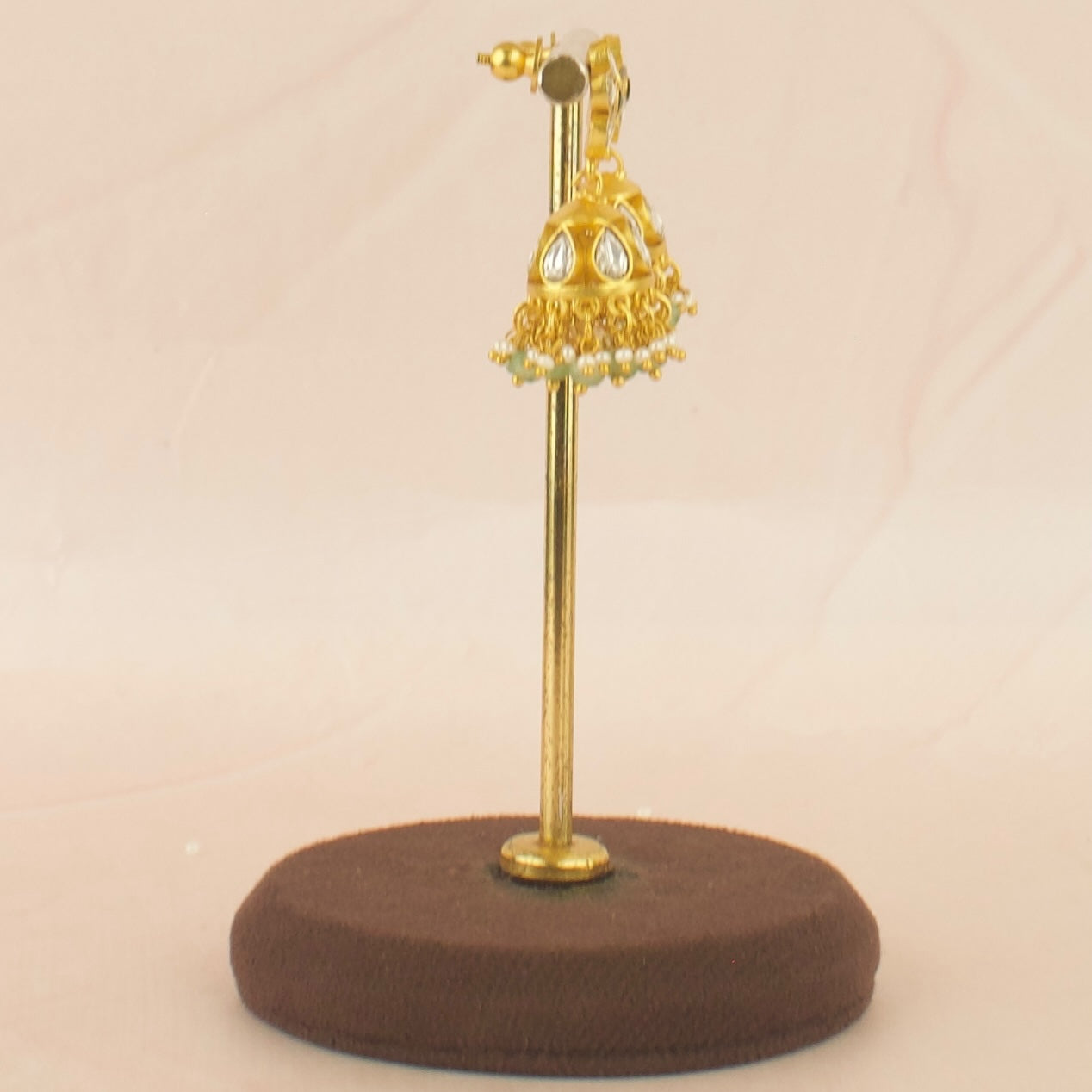 Floral Design Studded Jadau Kundan in Gold Style Jhumki