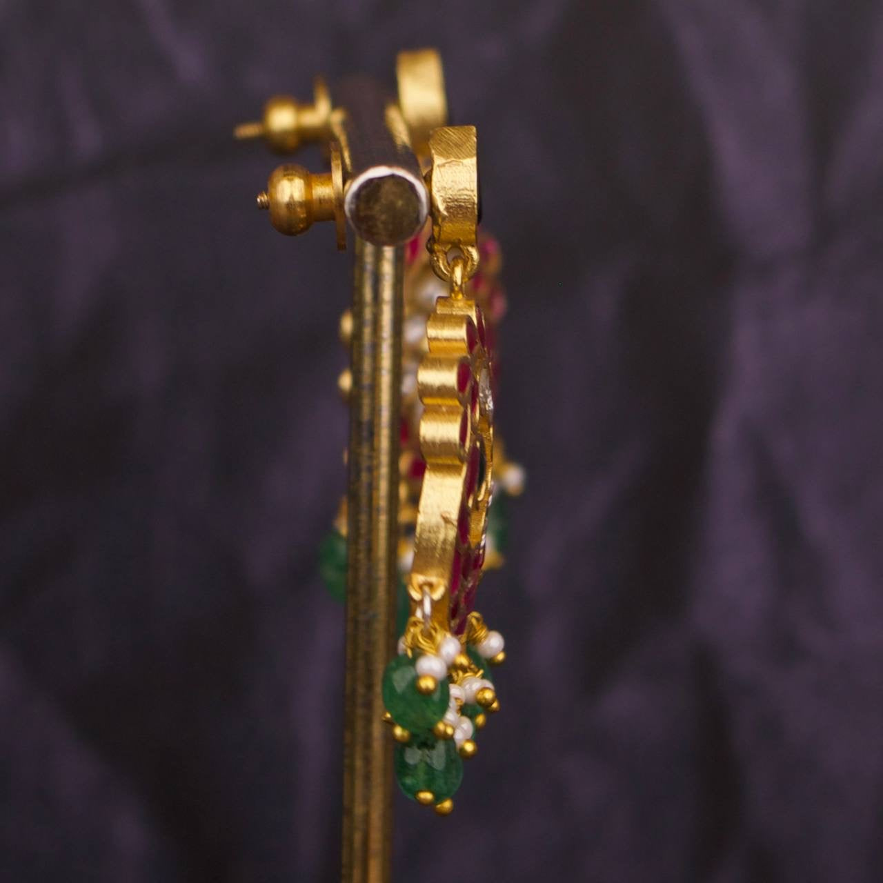 Jadau Kundan Studded Chandbali Hanging Earrings