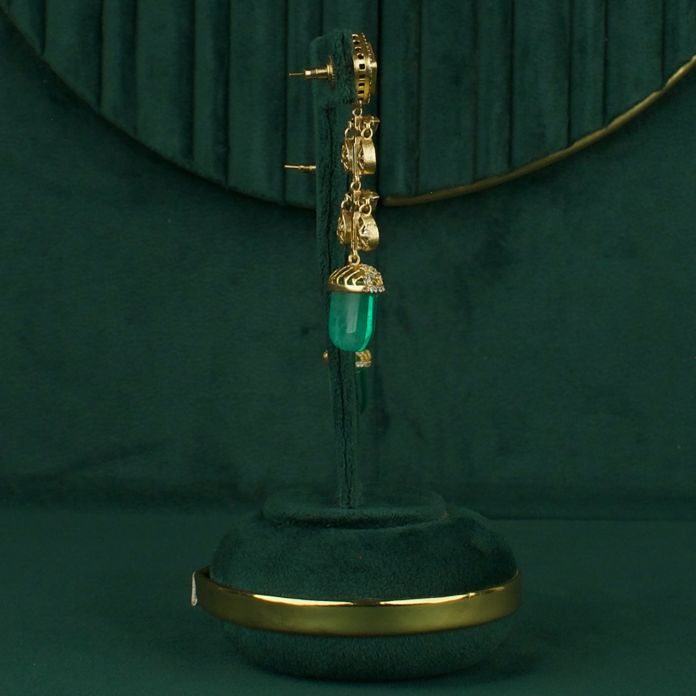 Sleek Polki Mehandi Victorian Chand Bali Hanging Earrings